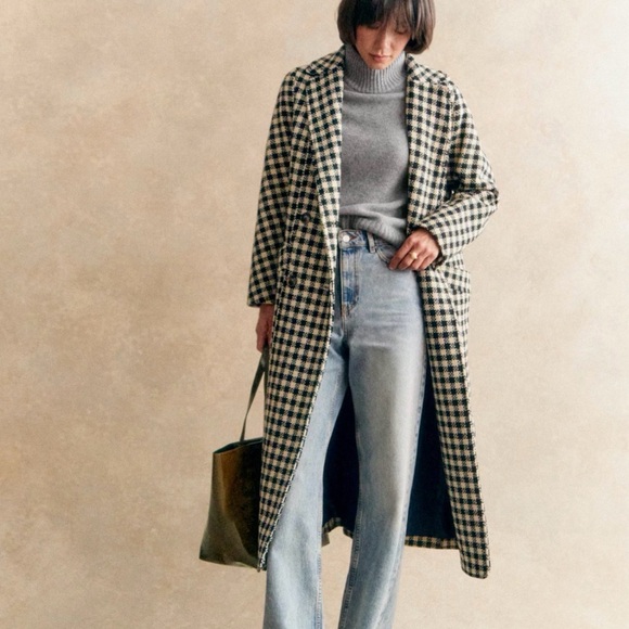 Sezane Jackets & Blazers - Sezane (Viktor coat) Black and White Checkered Coat